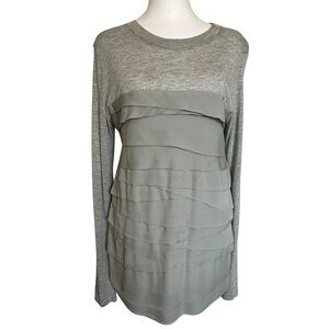Diane Von Furstenberg Top Women’s L Gray Silk Blend Ruffle Layers Whimsigoth